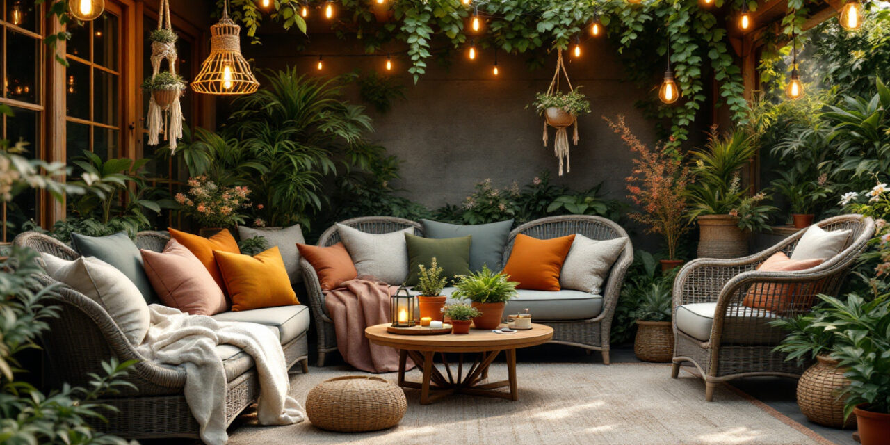 découvrez des idées inspirantes pour aménager votre salon de jardin avec une touche bohème. créez un espace convivial et unique, alliant confort et esthétique, grâce à des meubles en osier, des textiles colorés et des accessoires nature. plongez dans l'univers bohème pour transformer votre extérieur en un véritable havre de paix.